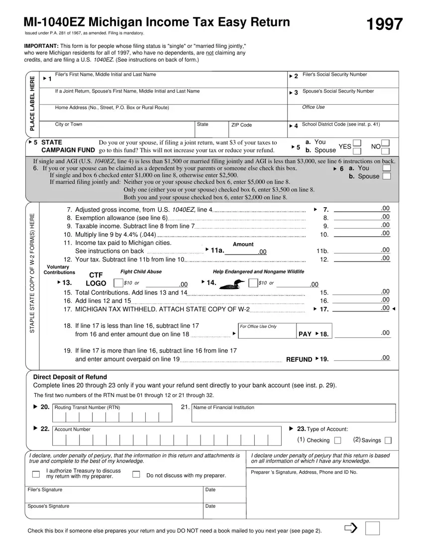 Mi 1040Ez Form Fill Out Printable PDF Forms Online Worksheets 