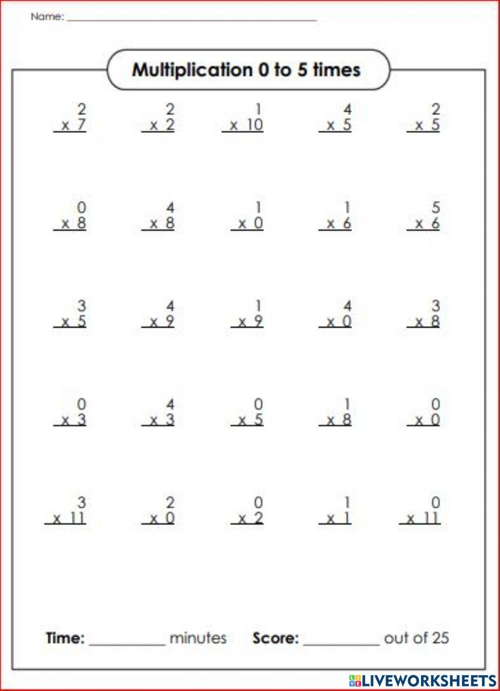 Multiplication Free Interactive Worksheets 1785310