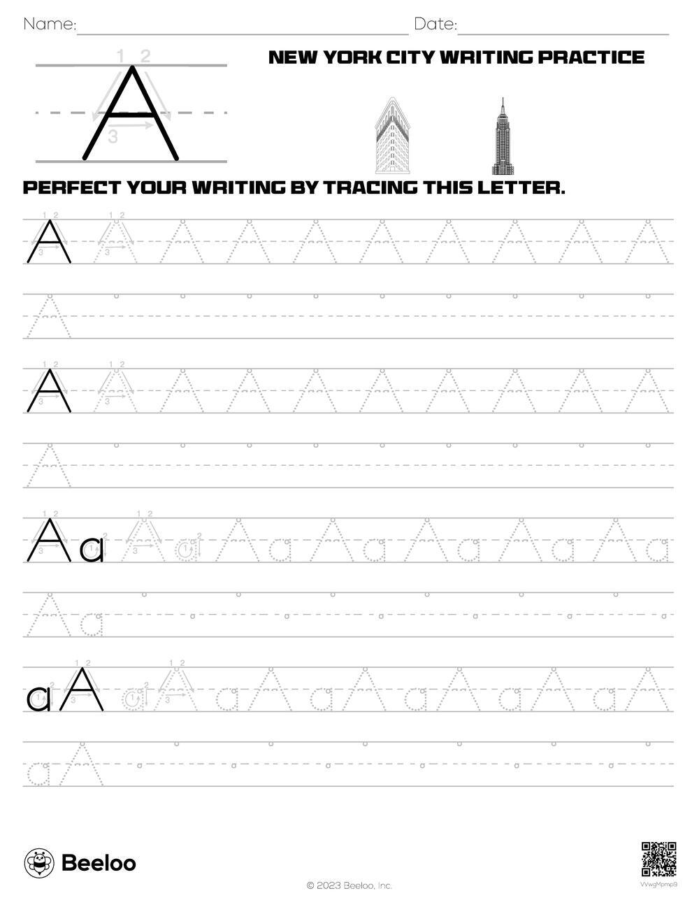 New York City themed Word Tracing Worksheets Beeloo Printable 