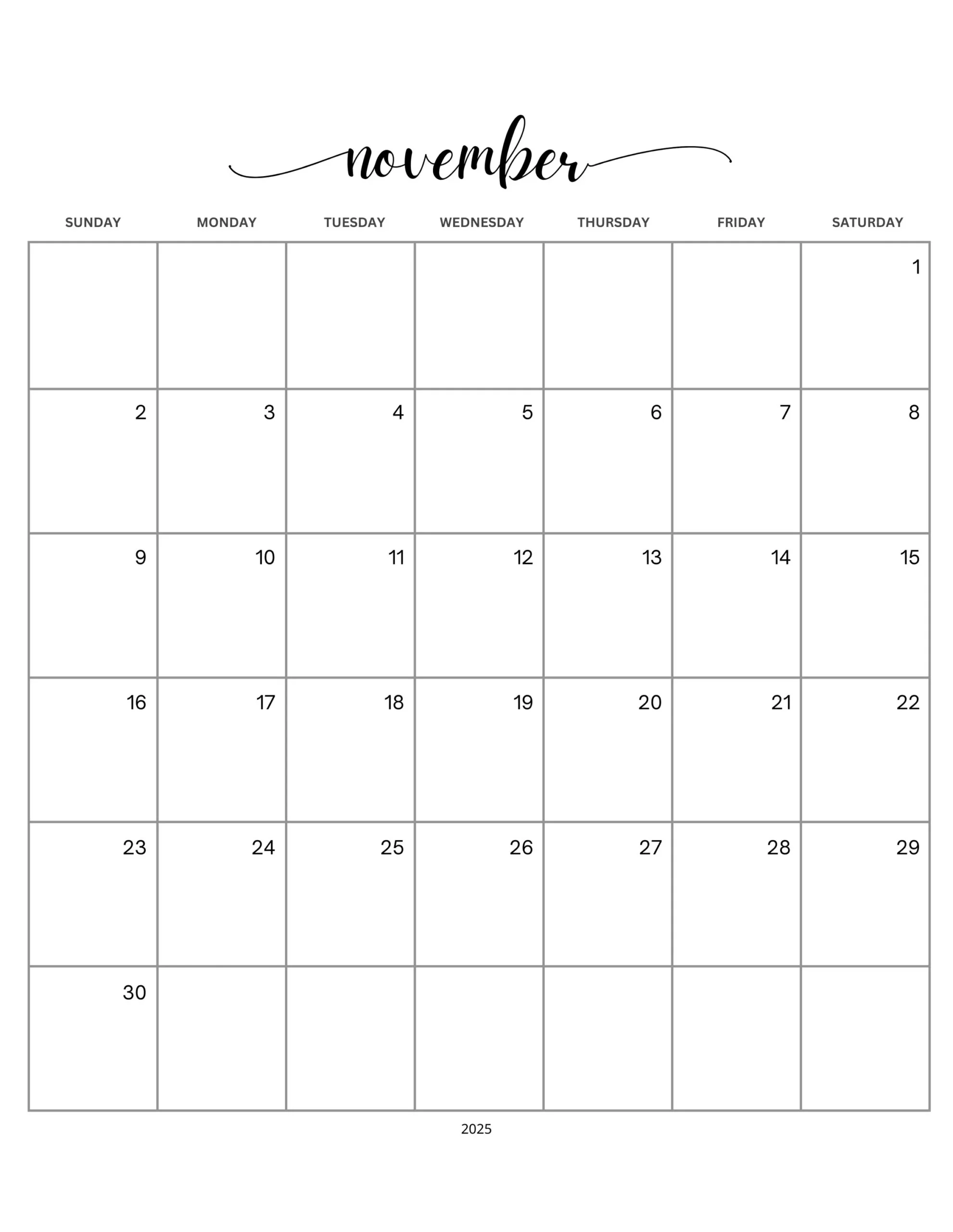 November 2026 Printable Calendar Nanowrimo