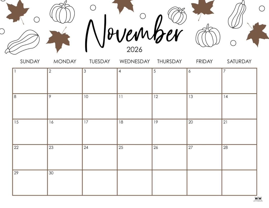 November 2026 Printable Calendar Word