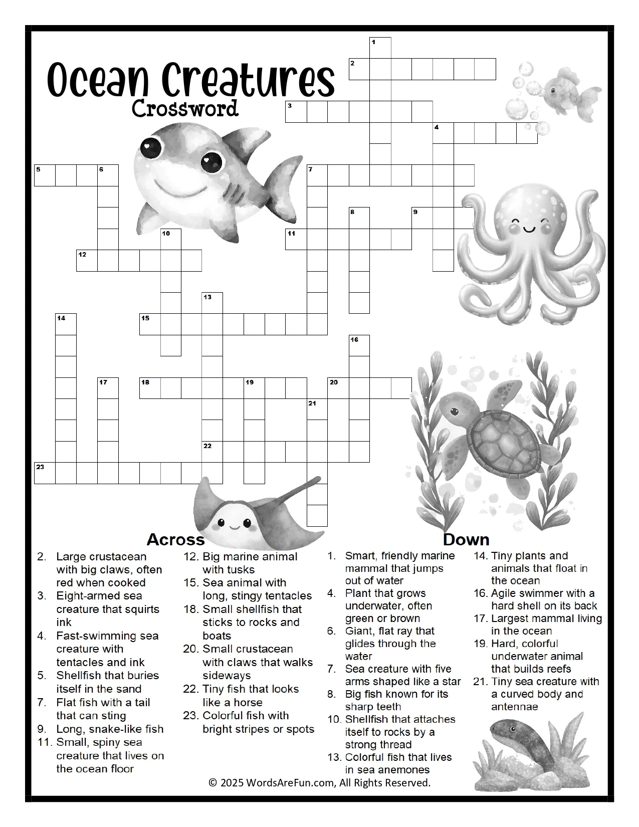 Printable Crossword Puzzles Sea Plants