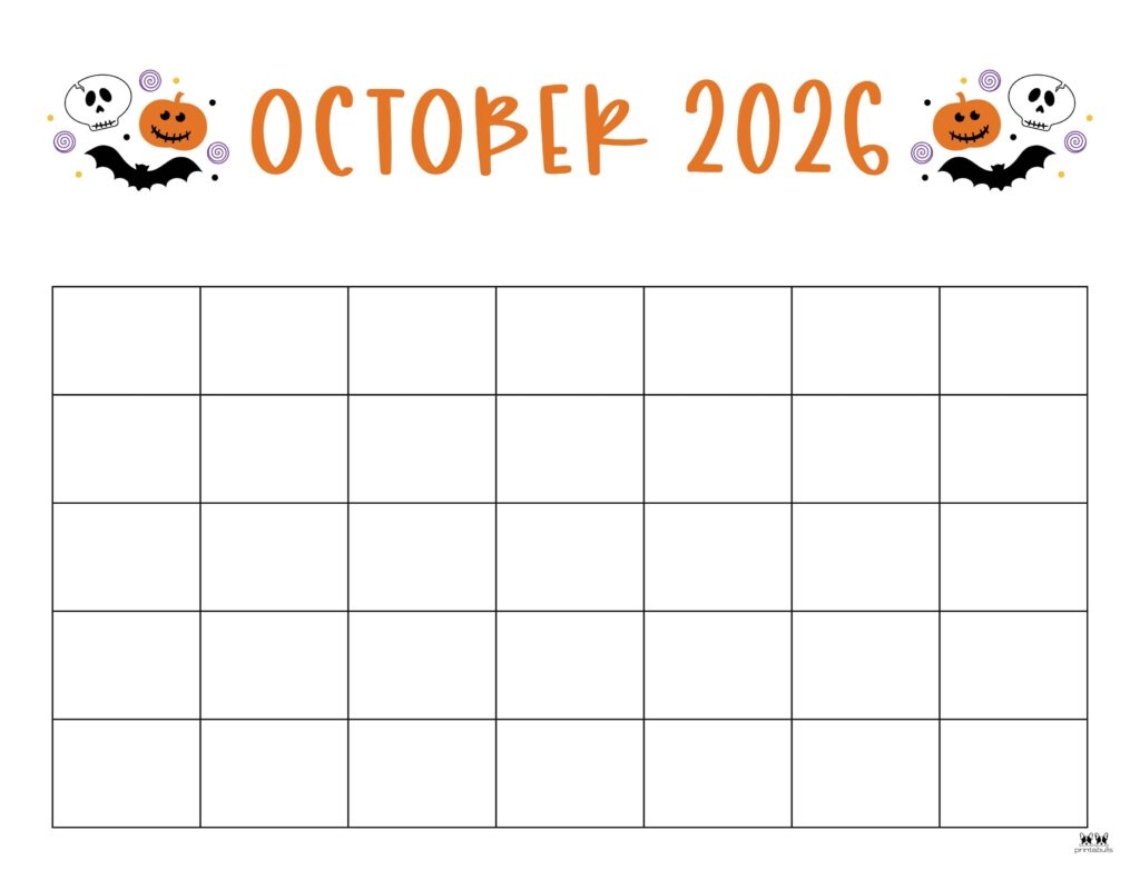 October Blank Calendar 2026 Printable Free