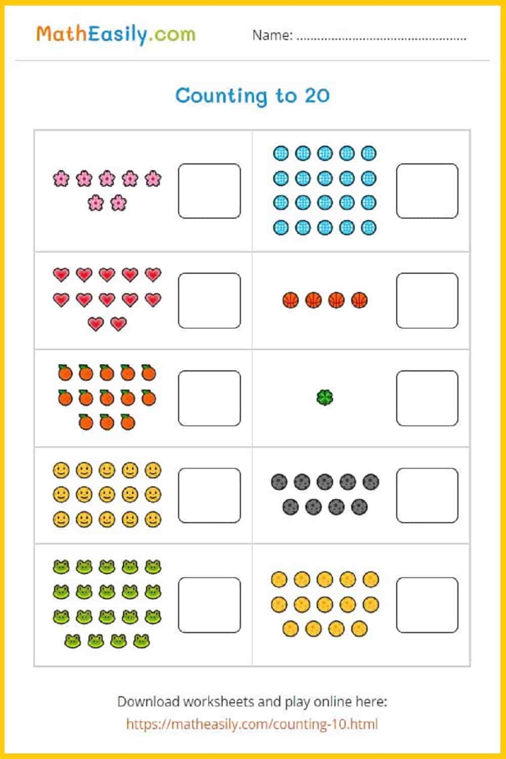 Free Printable Counting Worksheets 1 20