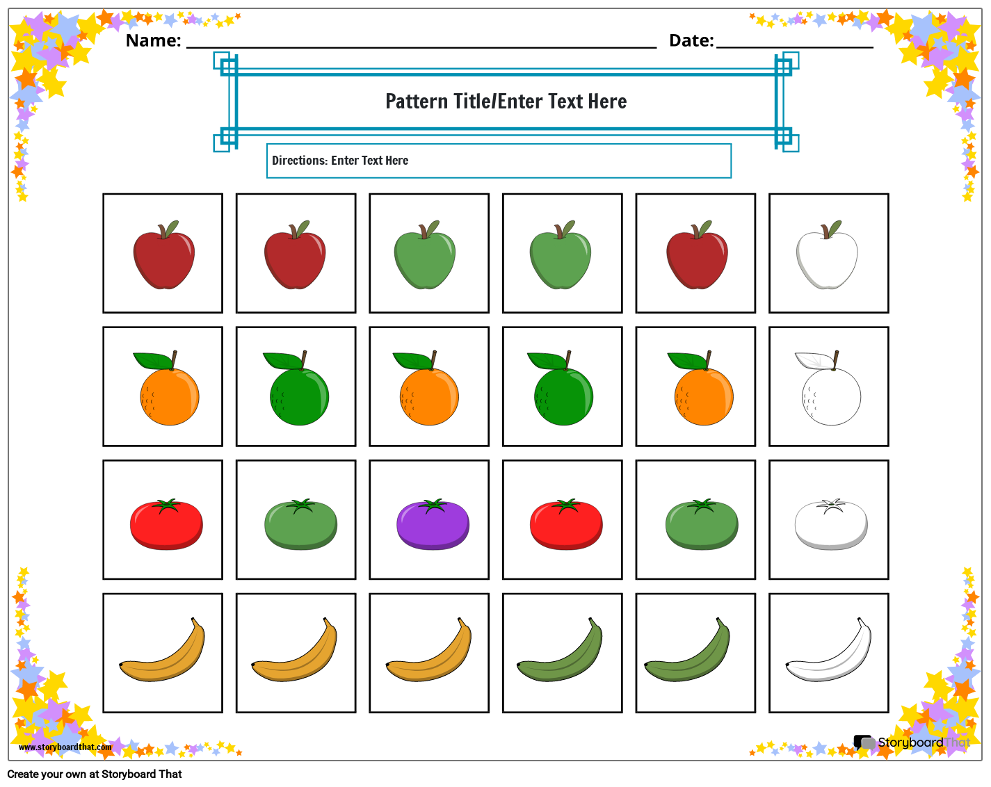 Pattern Worksheets Free Printables By Storyboard That