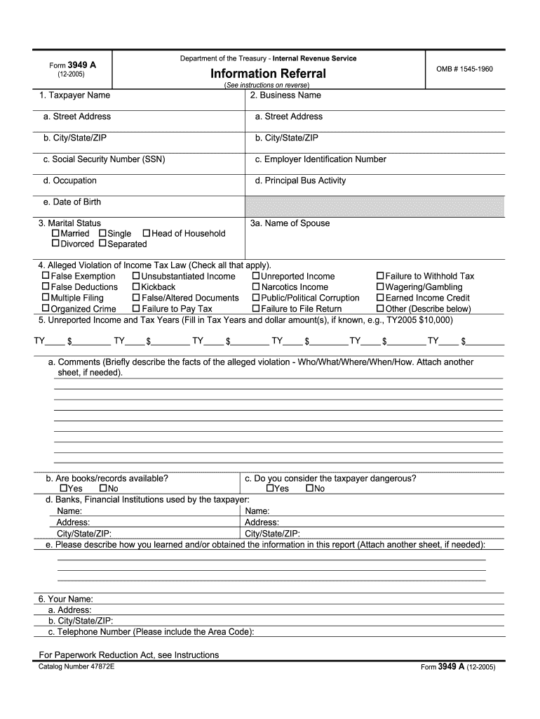 How To Report Tax Fraud To Irs Form 3949-A