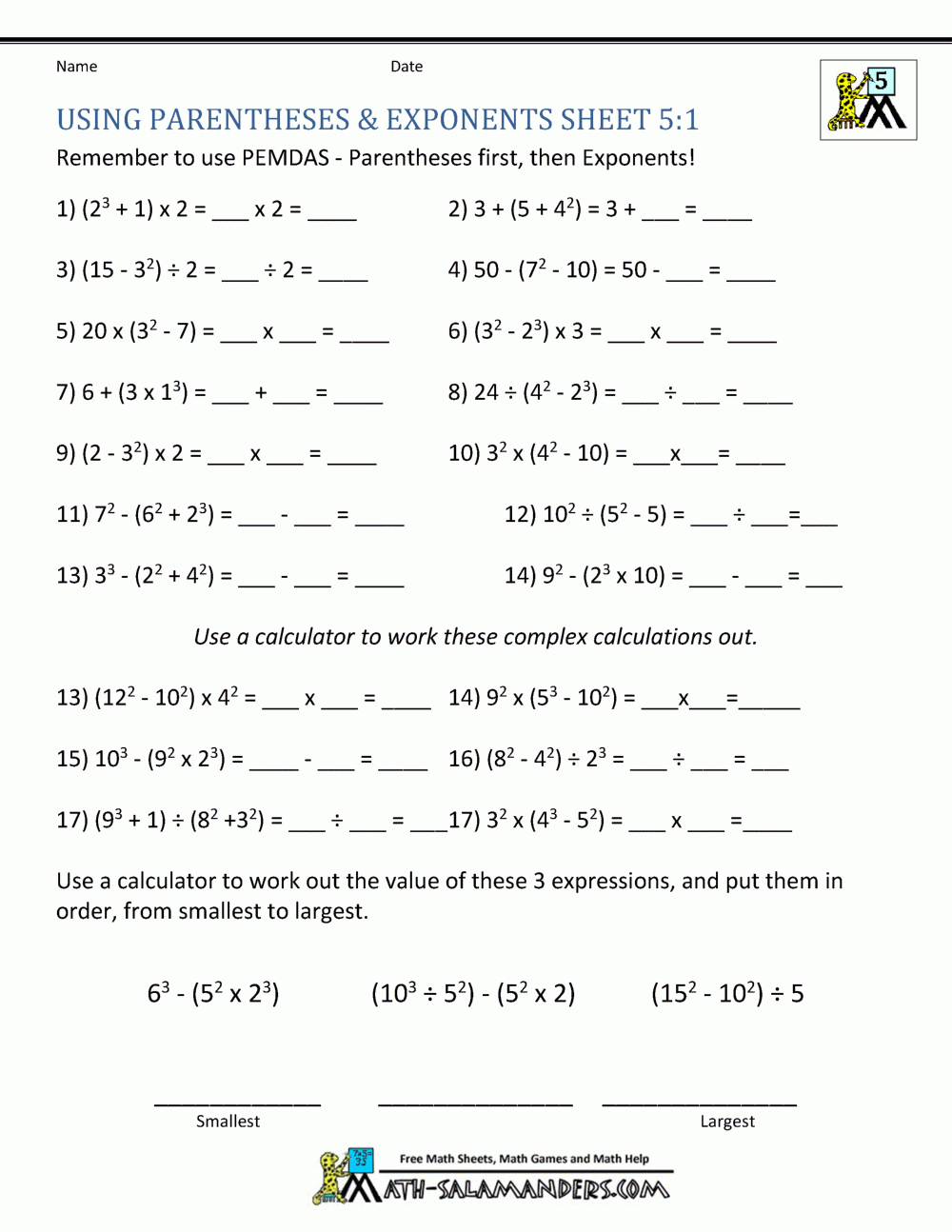 5th Grade Printable Worksheets