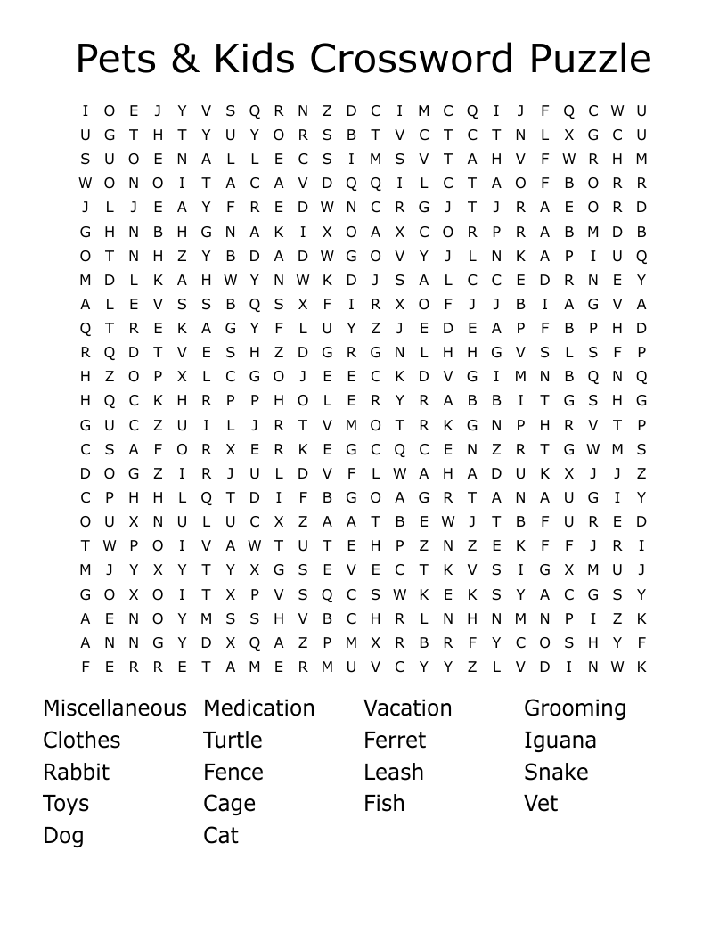 Word Cross Puzzles For Kids Printable