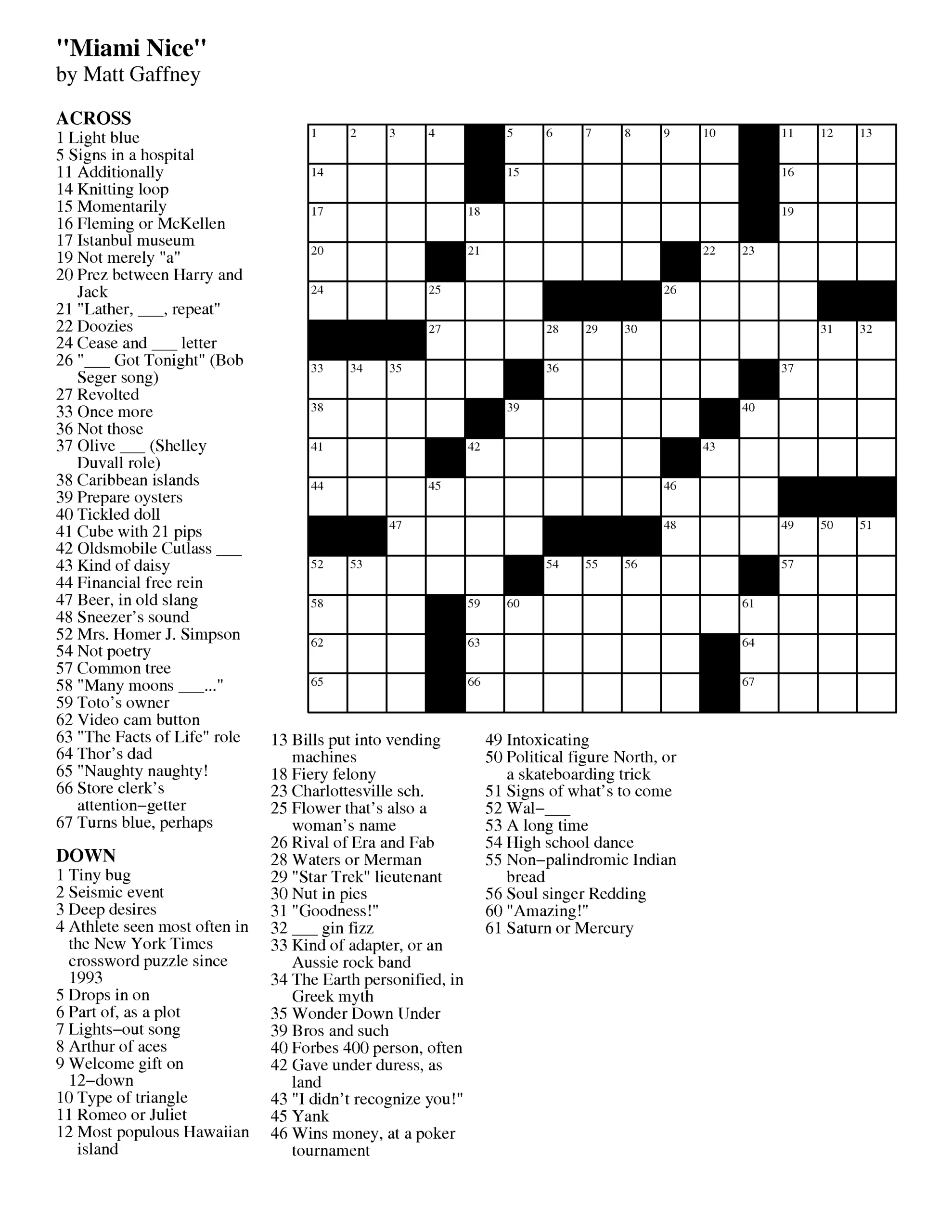 Phila Inquirer Crossword Puzzle