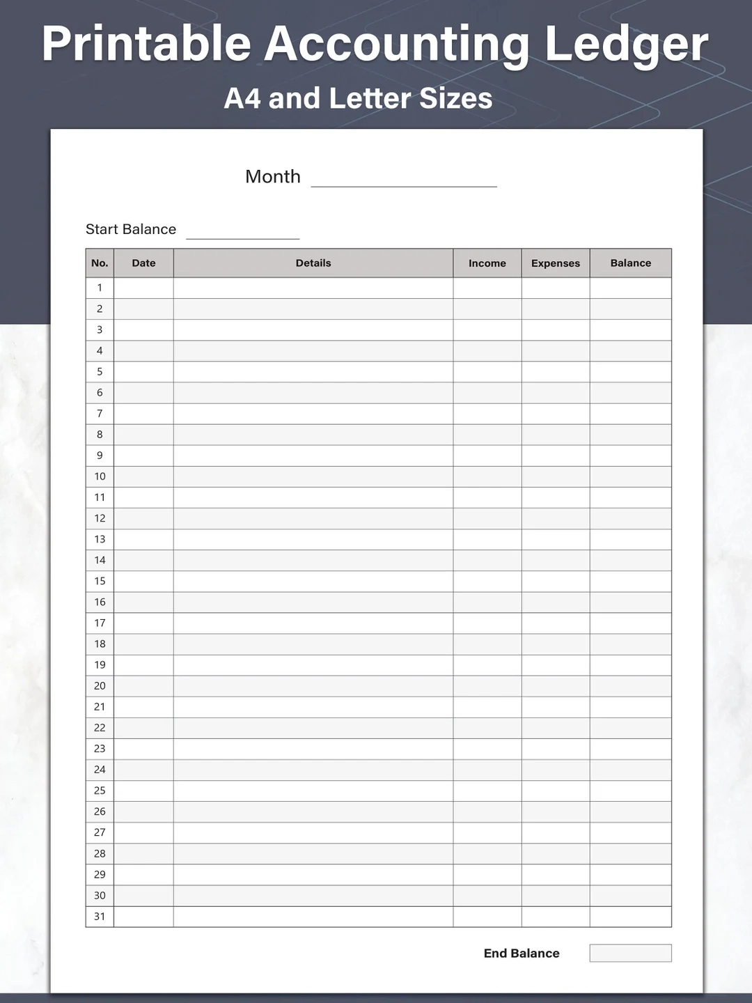 Printable Accounting Ledger Money Tracker And General Ledger 