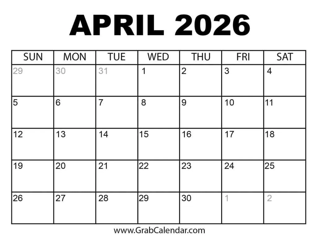 Printable Calendar April And May 2026