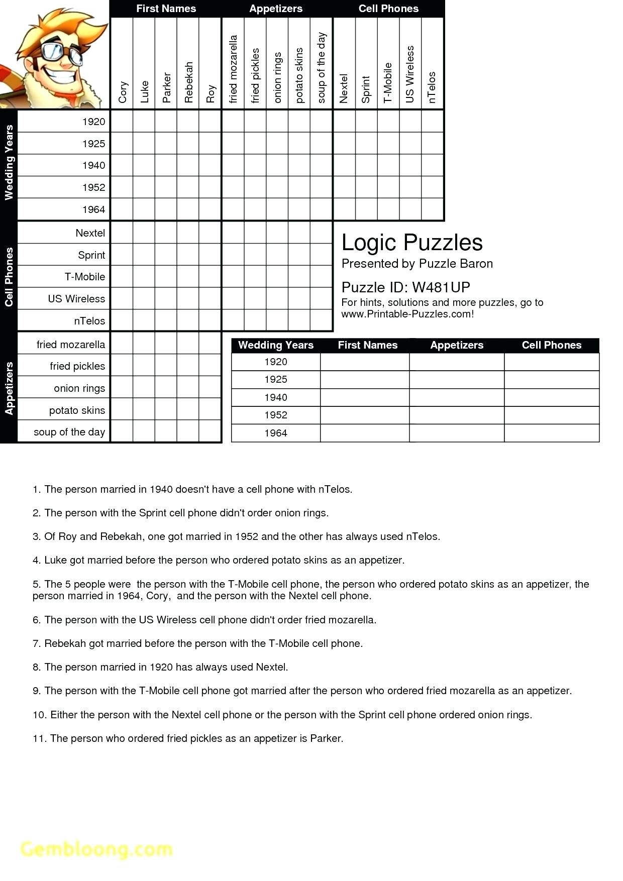Logic Puzzles Printable Hard