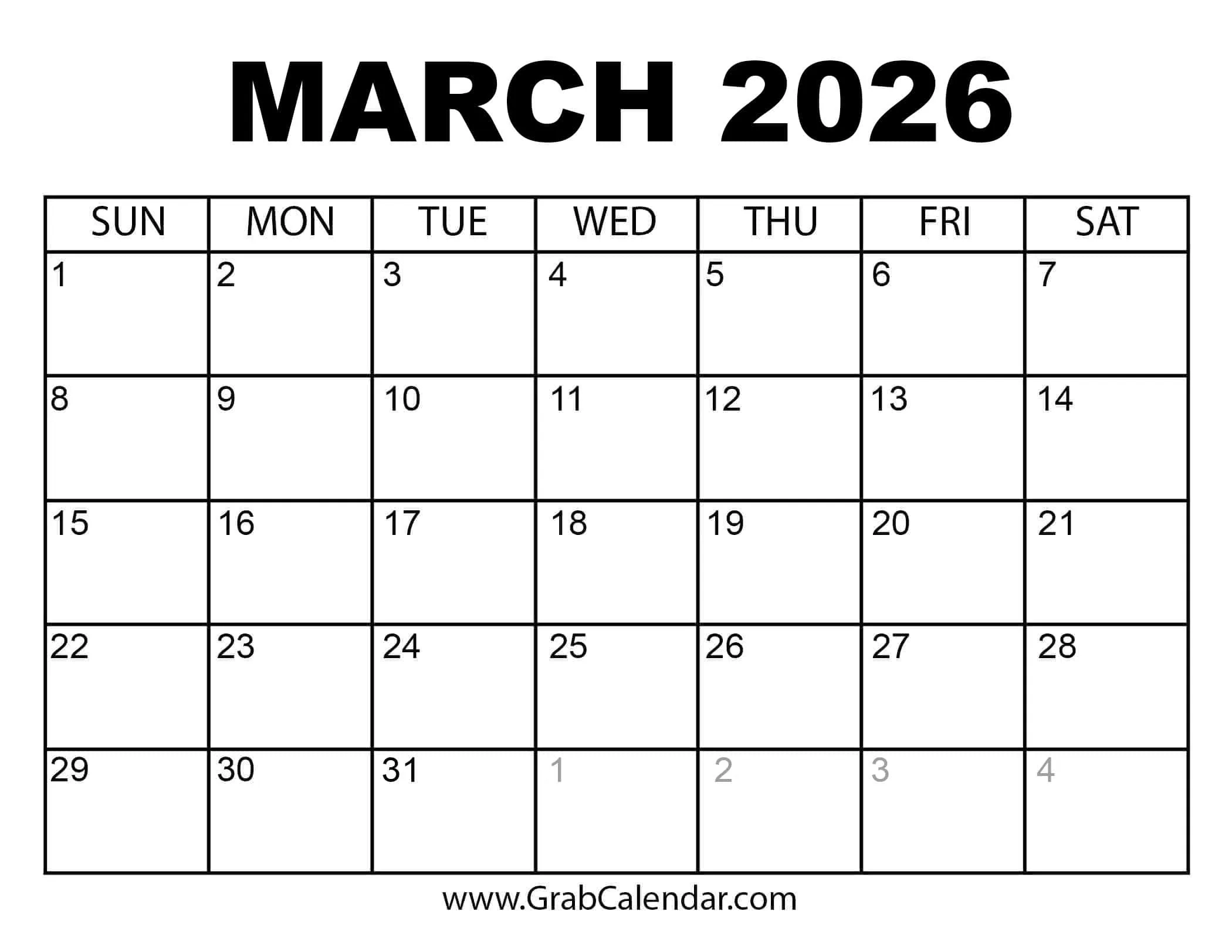 December 2025 March 2026 Calendar Printable