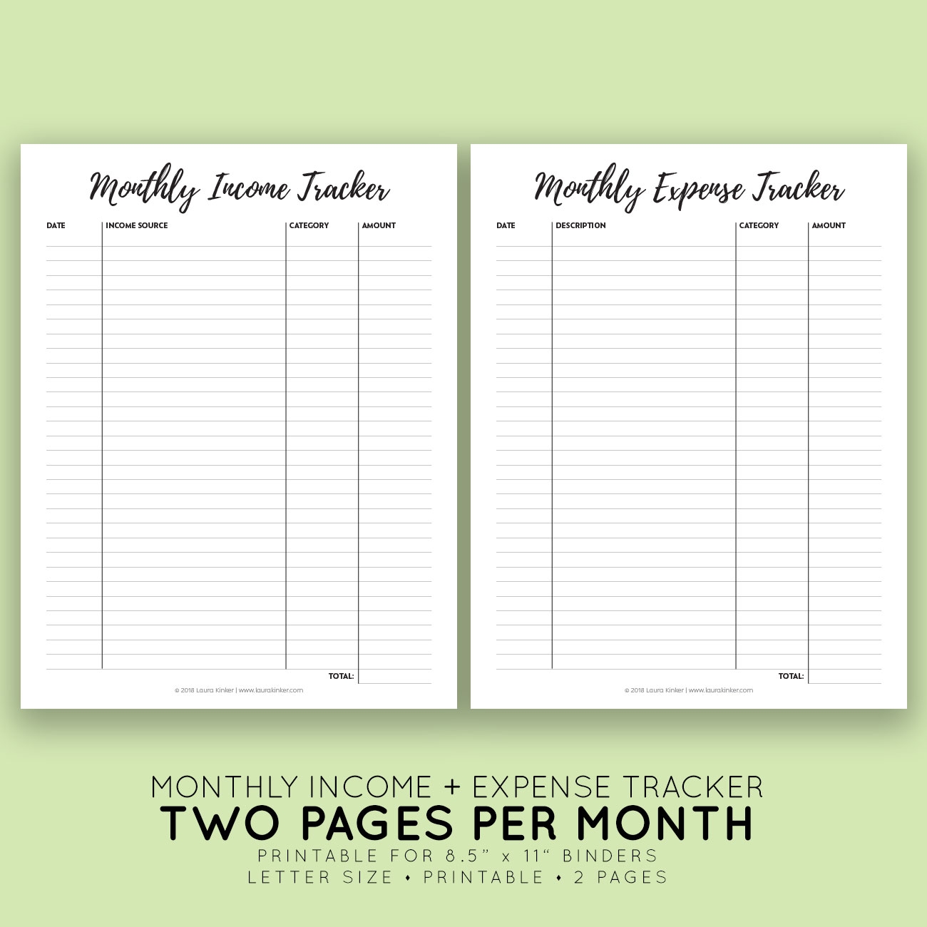 Printable Income Expense Sheet