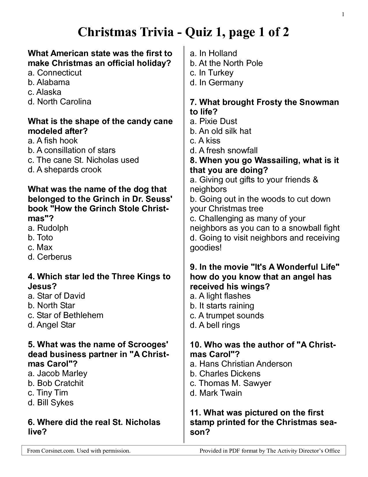 Free Printable Trivia Worksheets