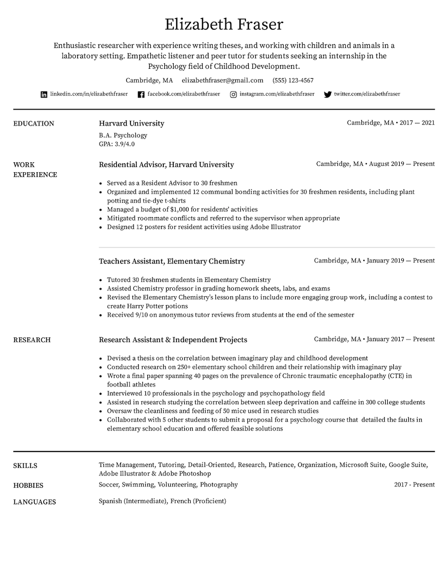 Resume Templates Free Printable