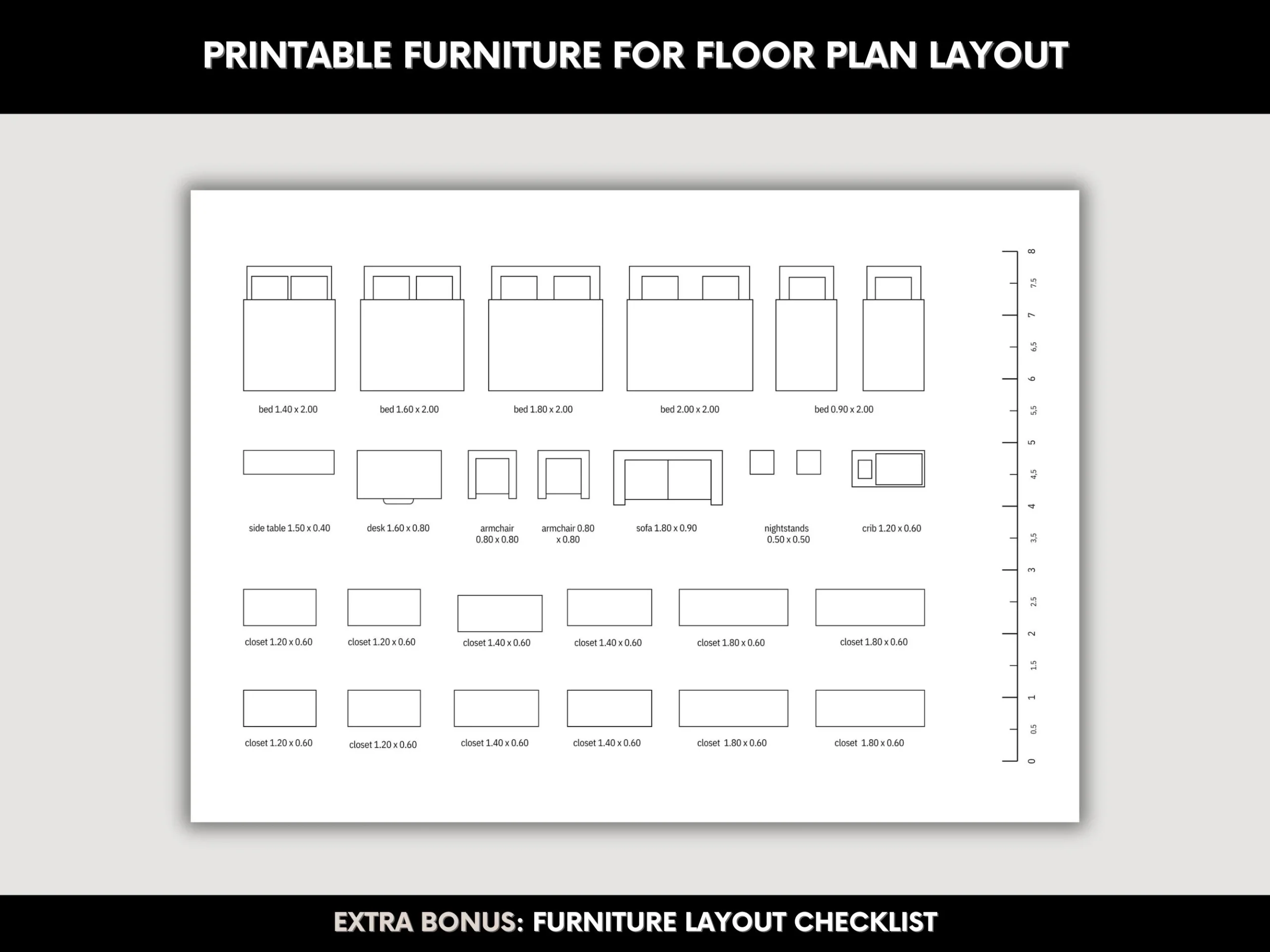 Printable 1/4 Scale Furniture Template Pdf
