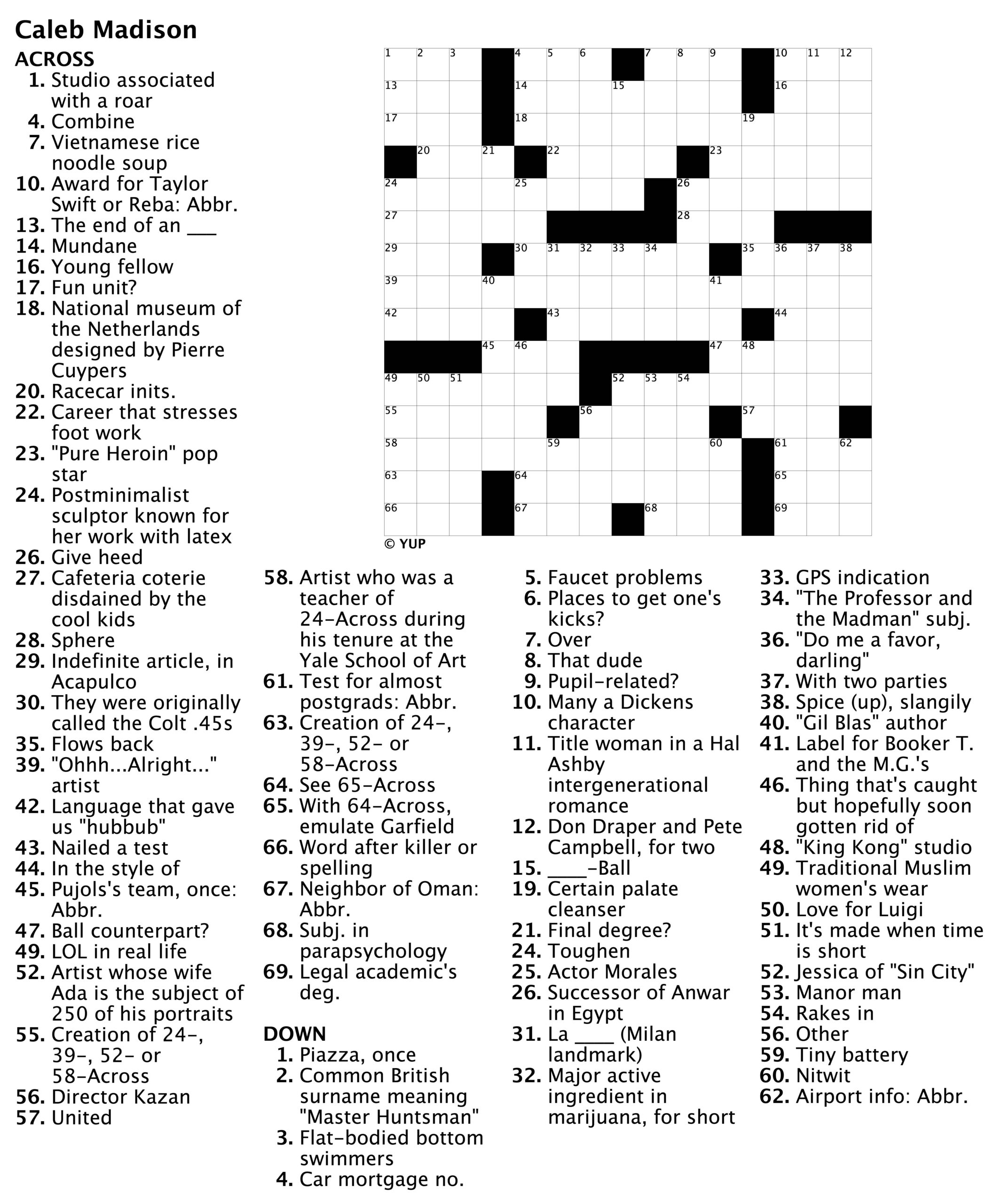 Printable Literature Crossword Puzzles