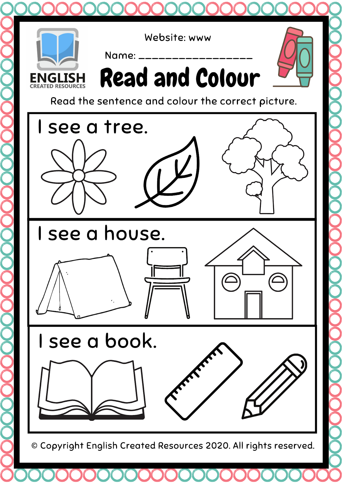 Read And Color Worksheets Free Printable