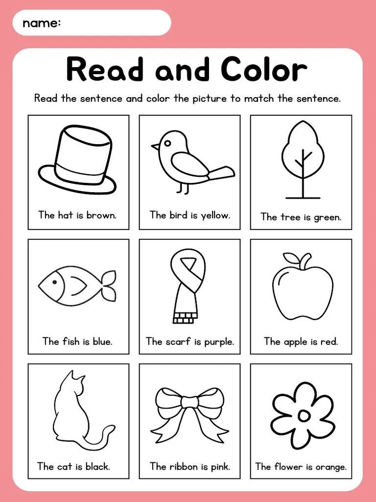 Read And Color Worksheet PDF Language Arts amp Discipline Home 