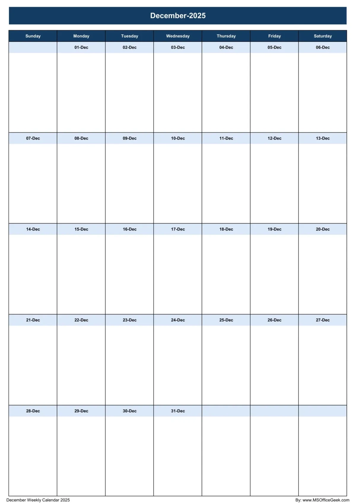 Ready To Use Printable Weekly Calendar 2025 MSOfficeGeek
