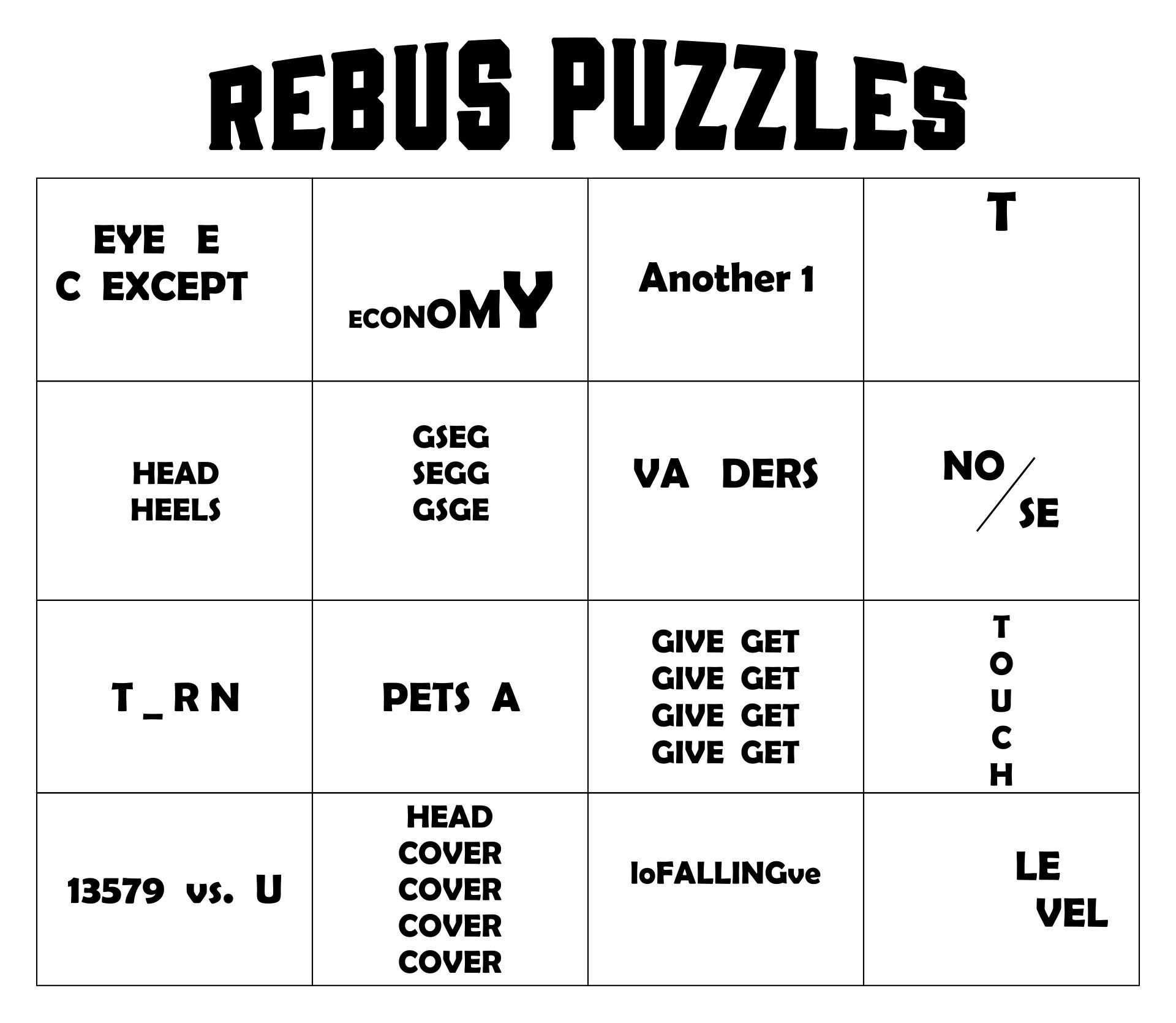 Rebus Puzzles With Answers Printable Pdf