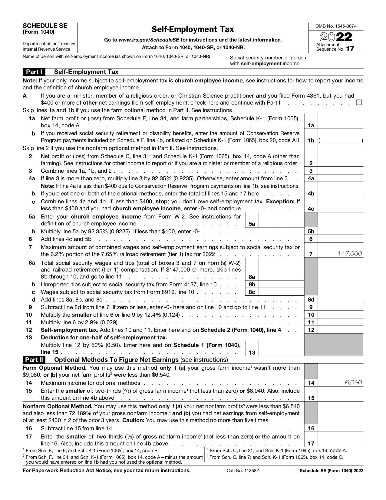 Schedule SE Form 1040 Fill And Sign Online With Lumin