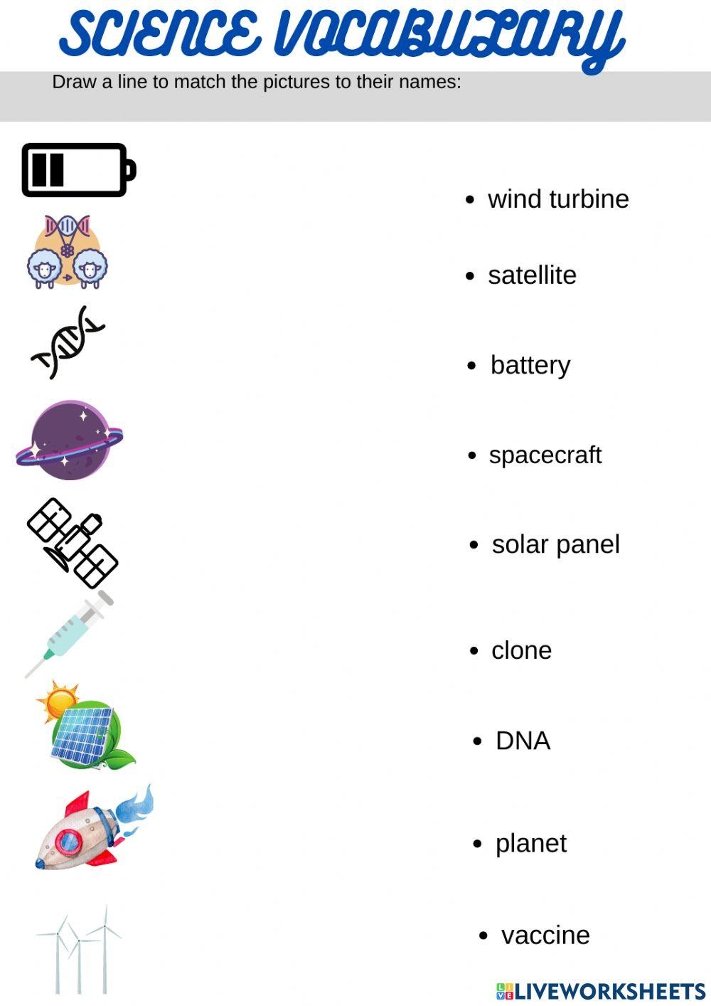 Science Vocabulary Online Activity Live Worksheets Worksheets 