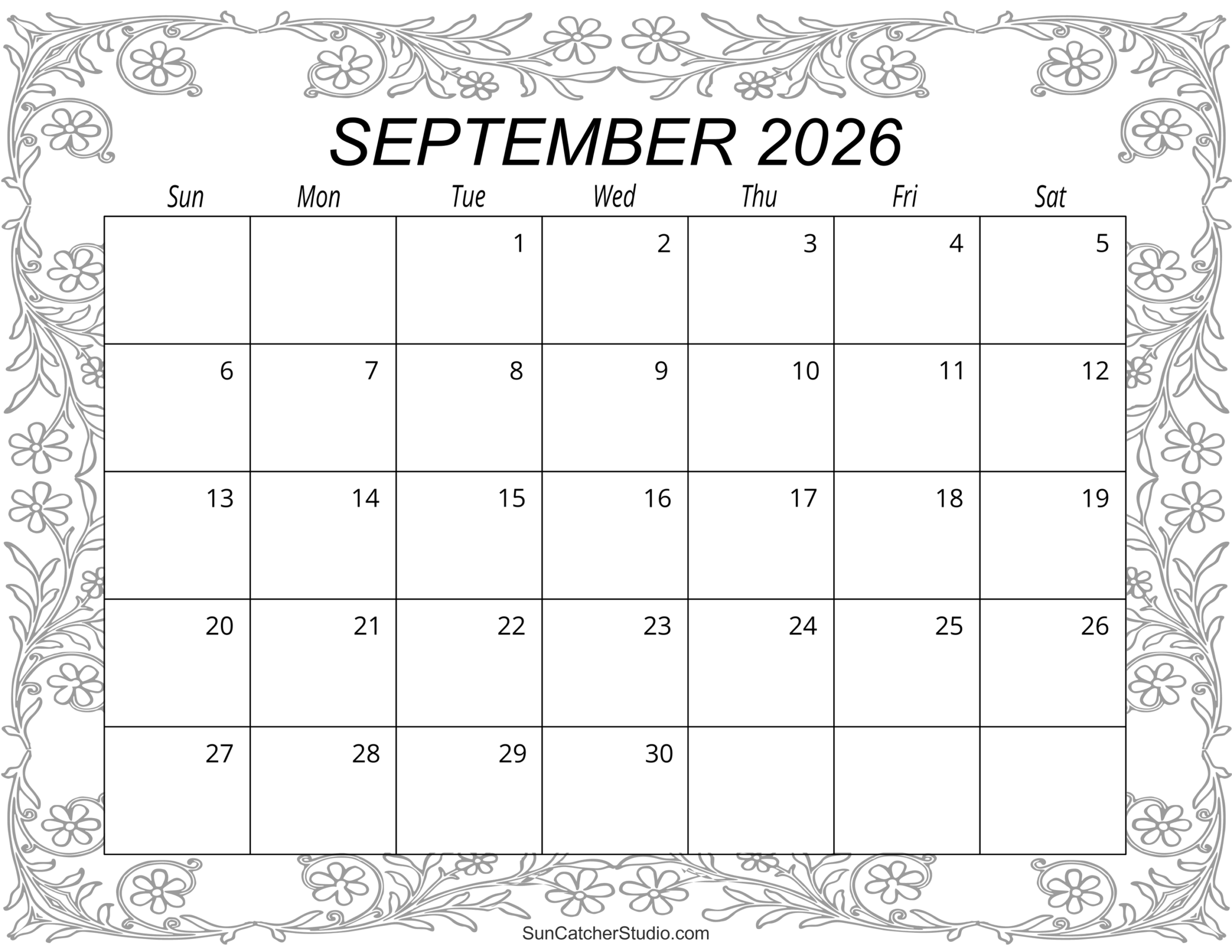 Blank Calendar For September 2026