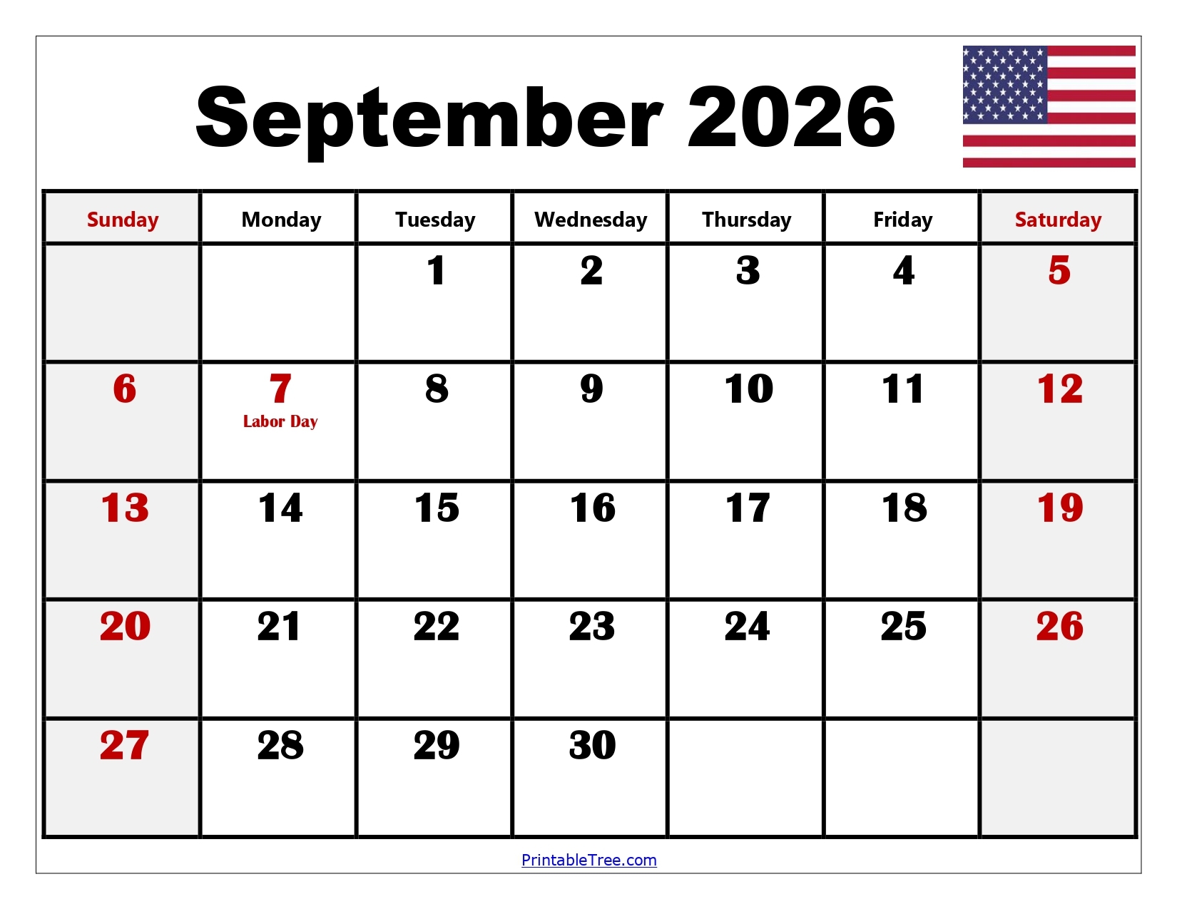 Printable Calendar September 2026