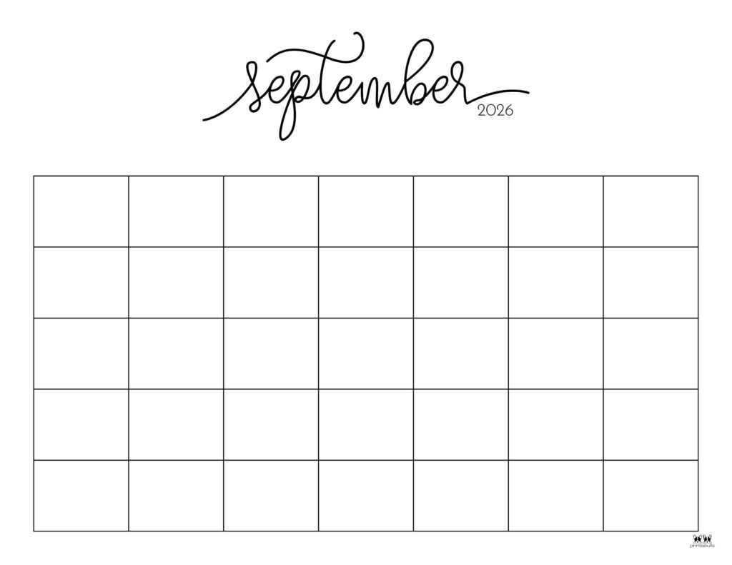 Printable Blank September Calendar 2026