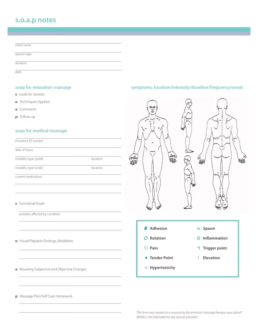Soap Medical Massage Template Fill Out Printable PDF Forms Online