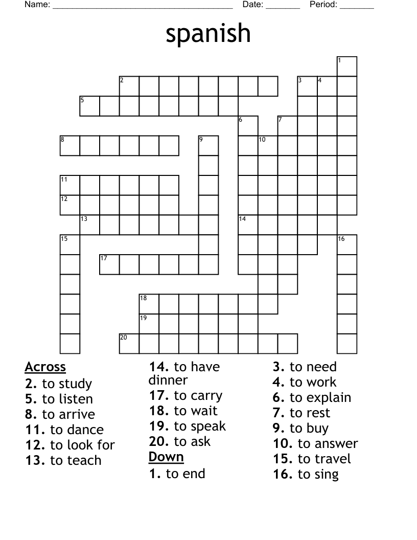 Easy Spanish Crossword Puzzles Printable