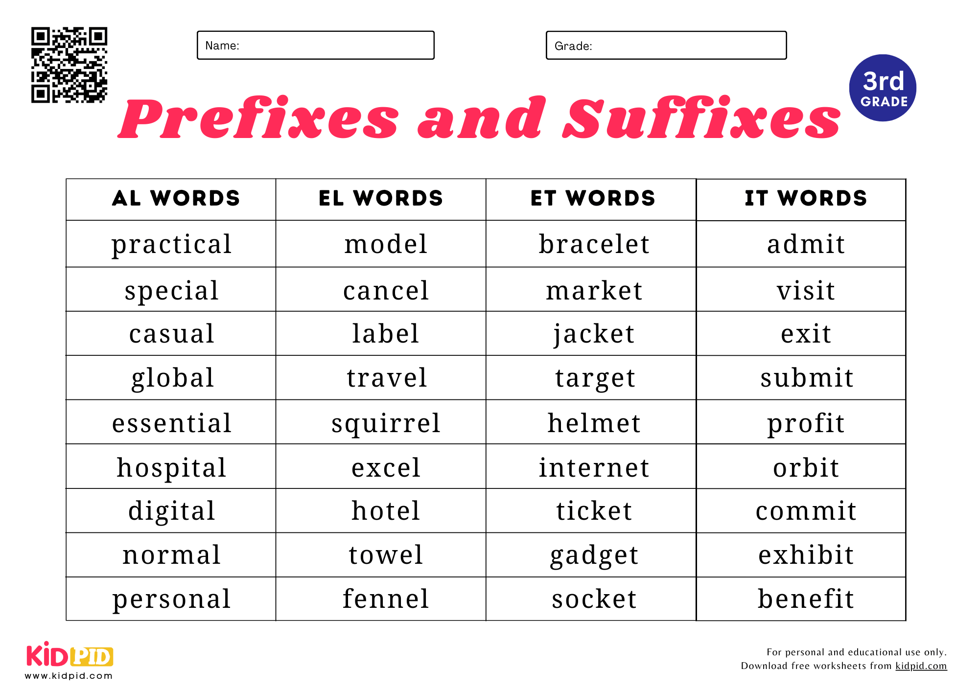 Spelling Lists For Grade 3