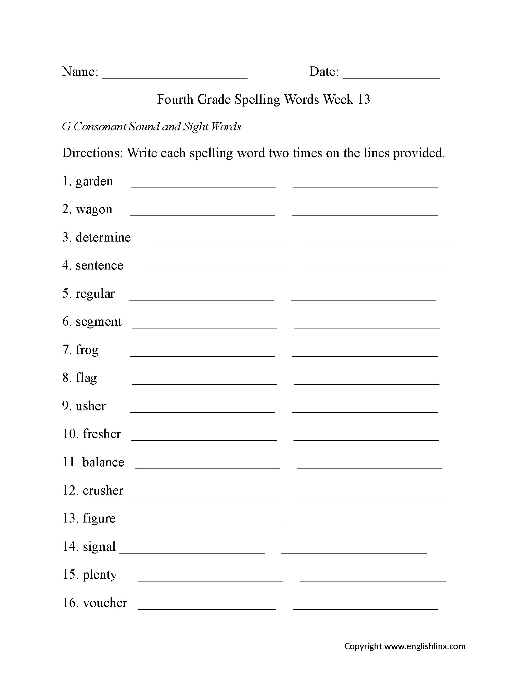 Printable Spelling Worksheets Grade 6