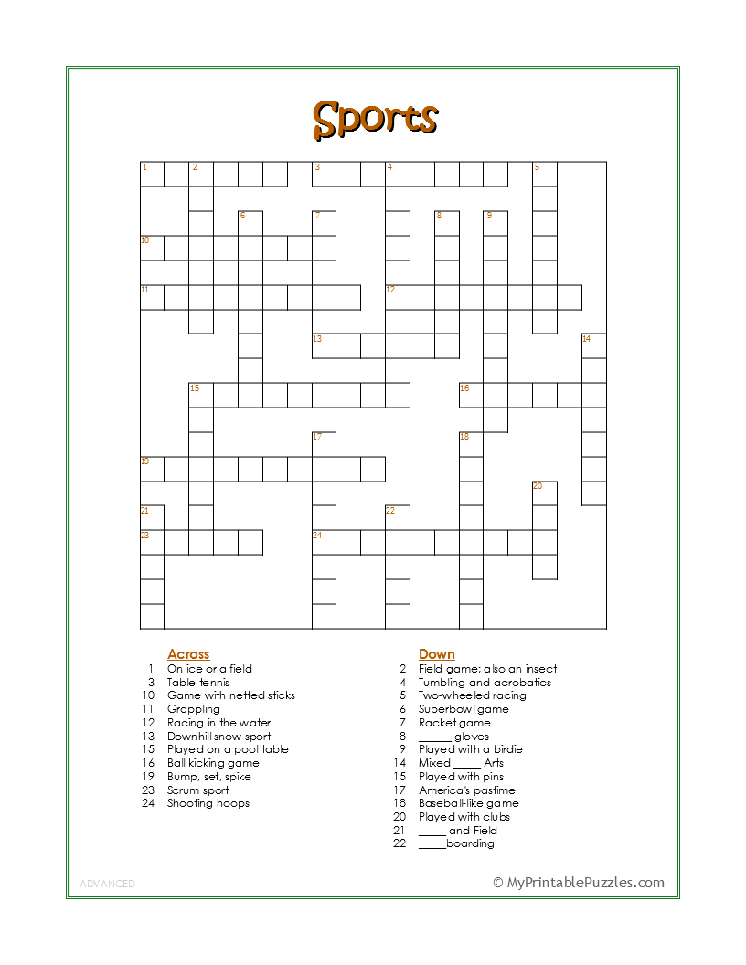 Printable Crossword Puzzles For Tweens