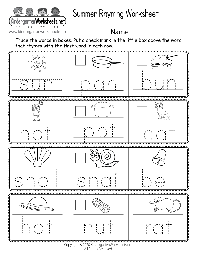 Printable Summer Worksheets For Preschoolers