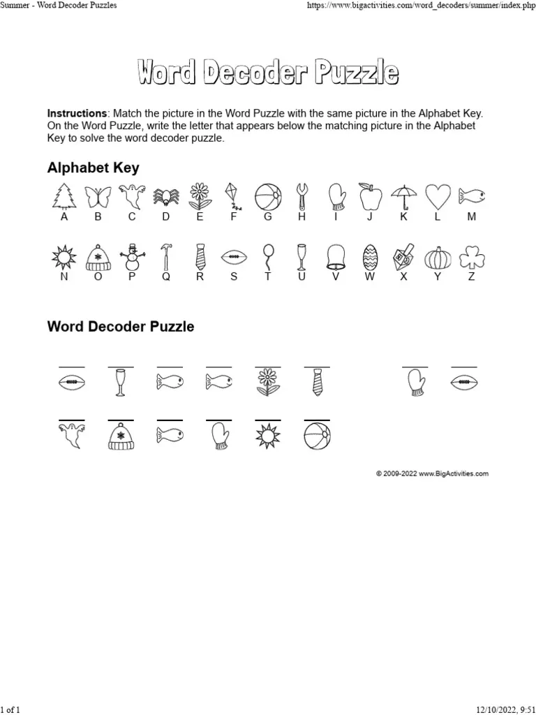 Decoding Puzzles For Adults Printable