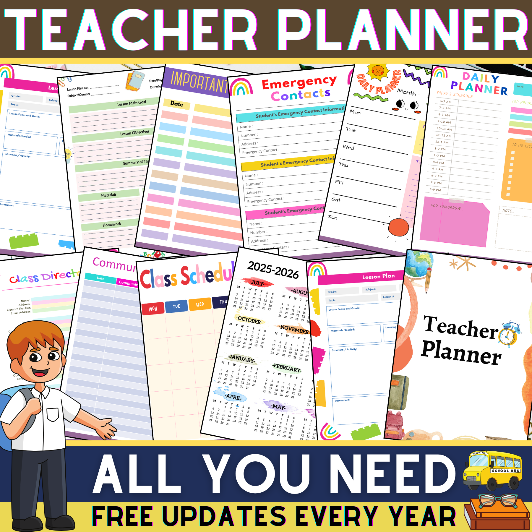 Teacher Planner 2025 2026 Printable amp Editable amp Digital Weekly 