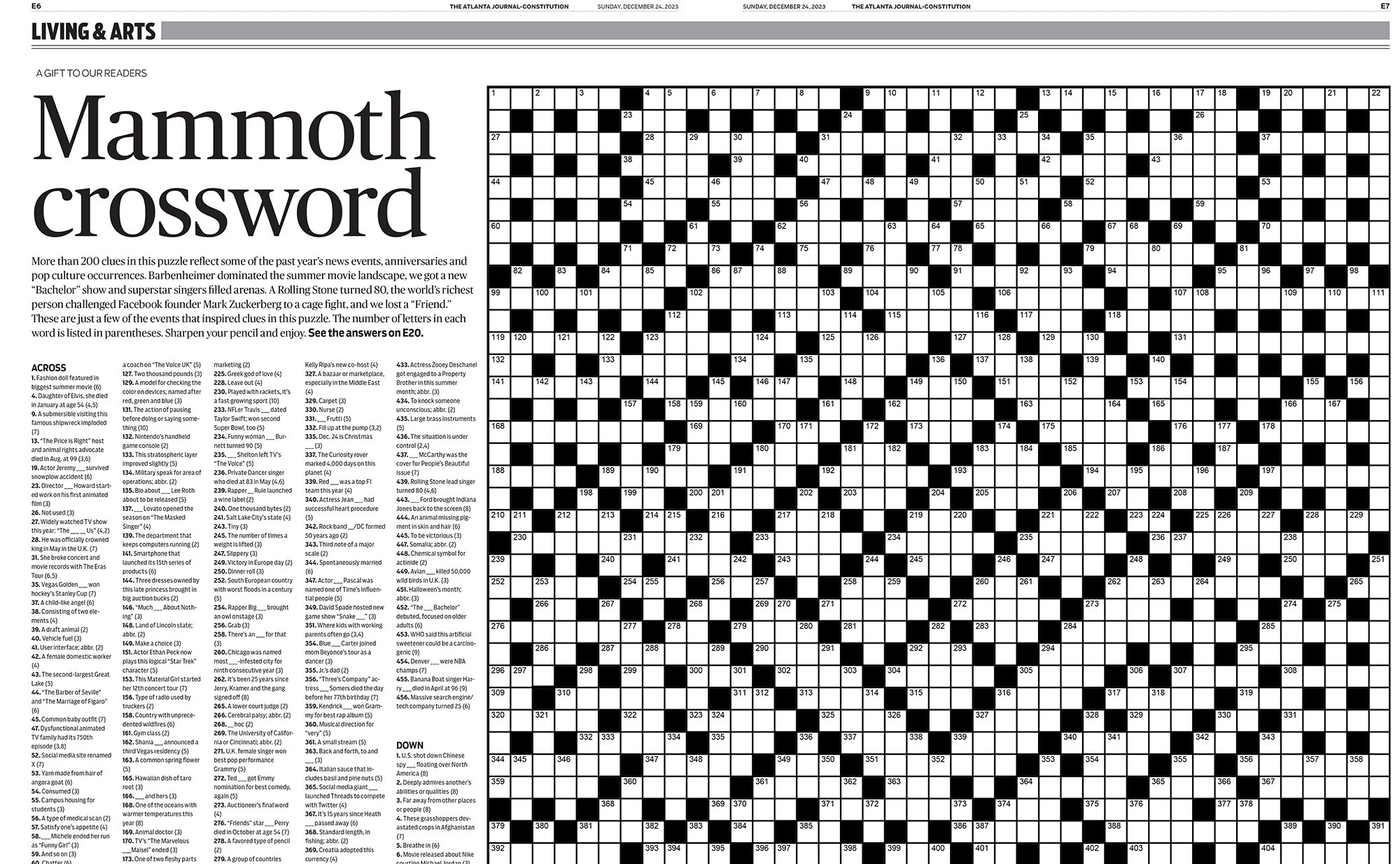 Sunday Newspaper Crossword Puzzles Printable