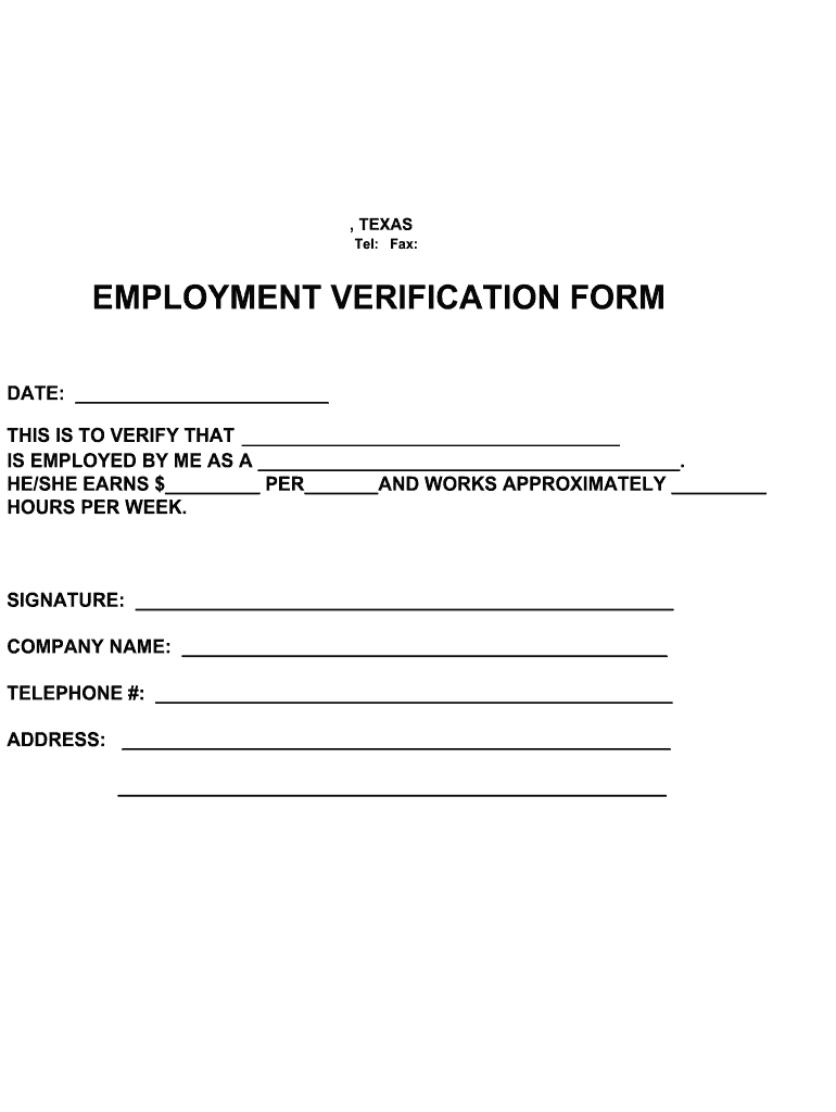 Printable Employment Verification Forms Pdf