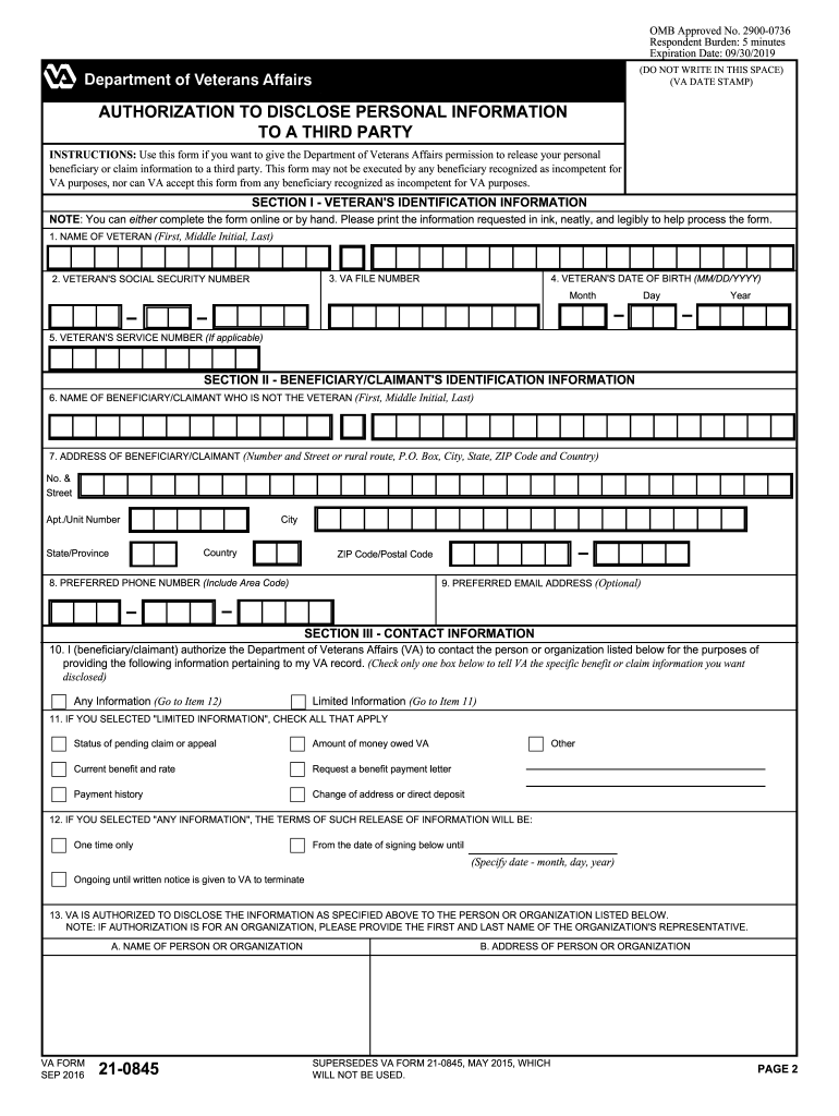 Va Form 21 0845 Fill Out amp Sign Online DocHub