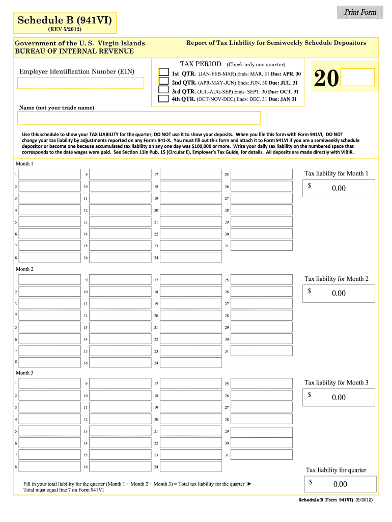 Virgin Islands B Semiweekly Fill Online Printable Fillable 