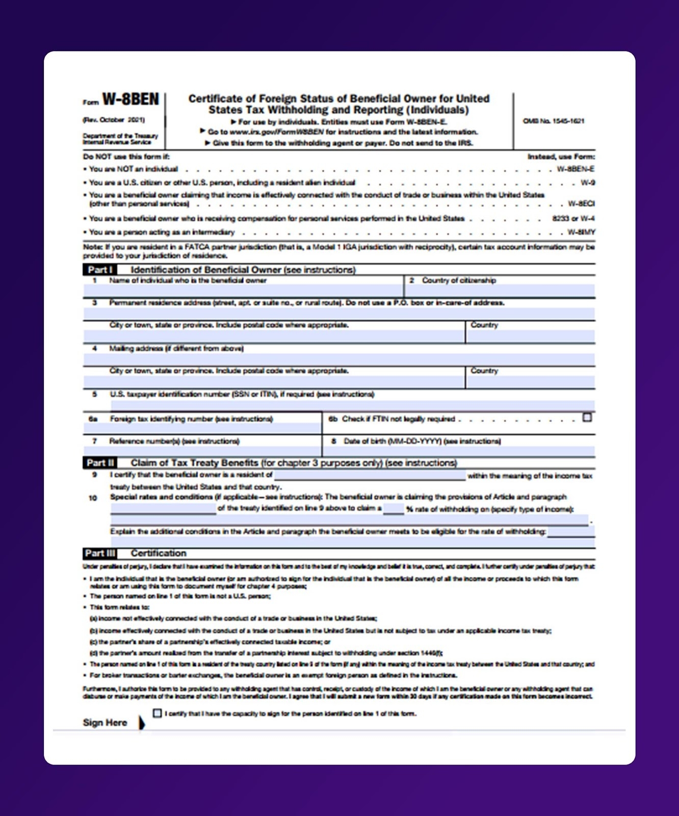 W 8BEN Form The Complete Guide For US Employers