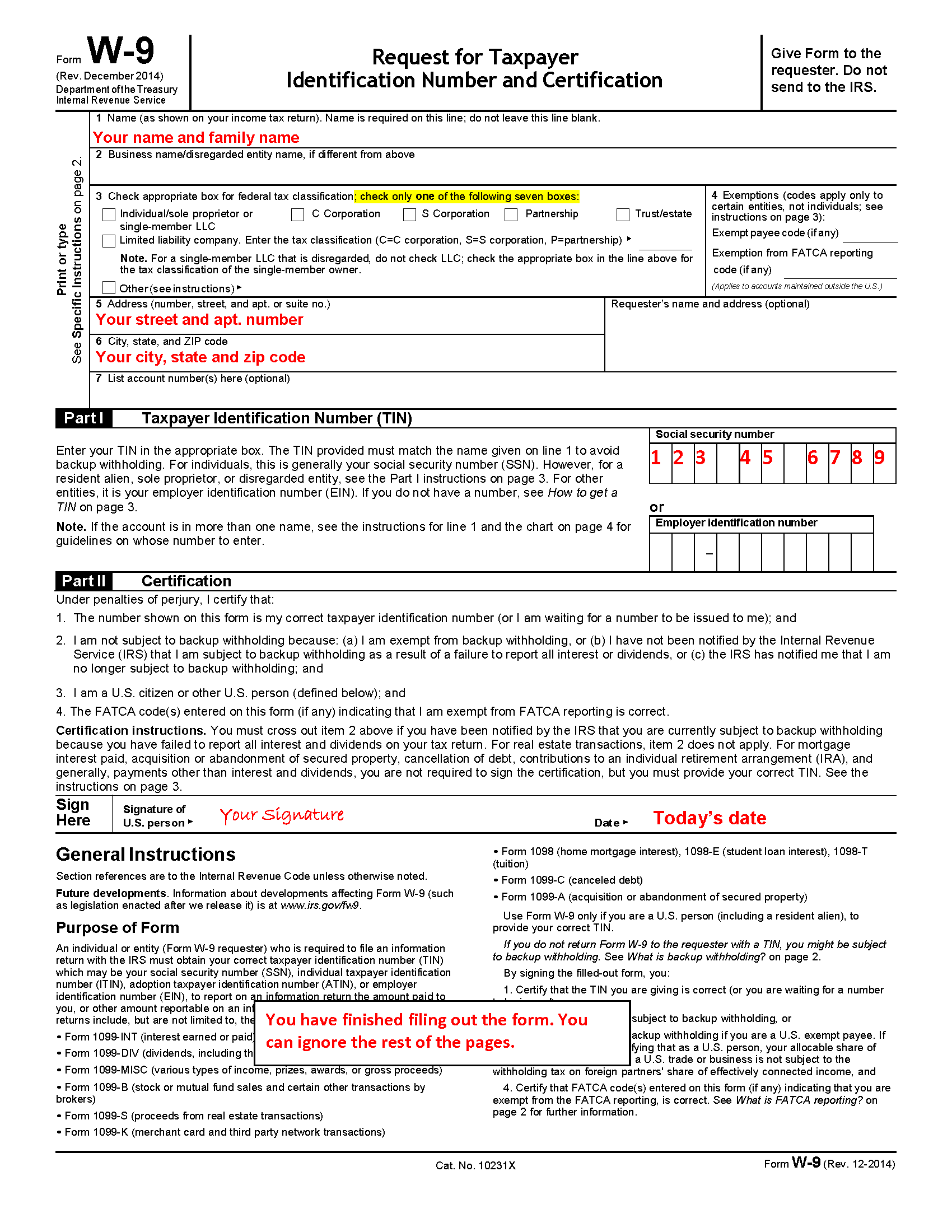 W9 Form To Fill Out For 1099