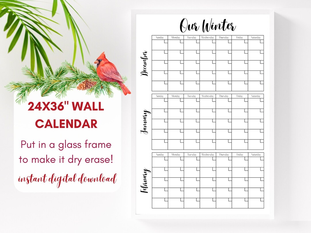 Free Printable December January February Calendar