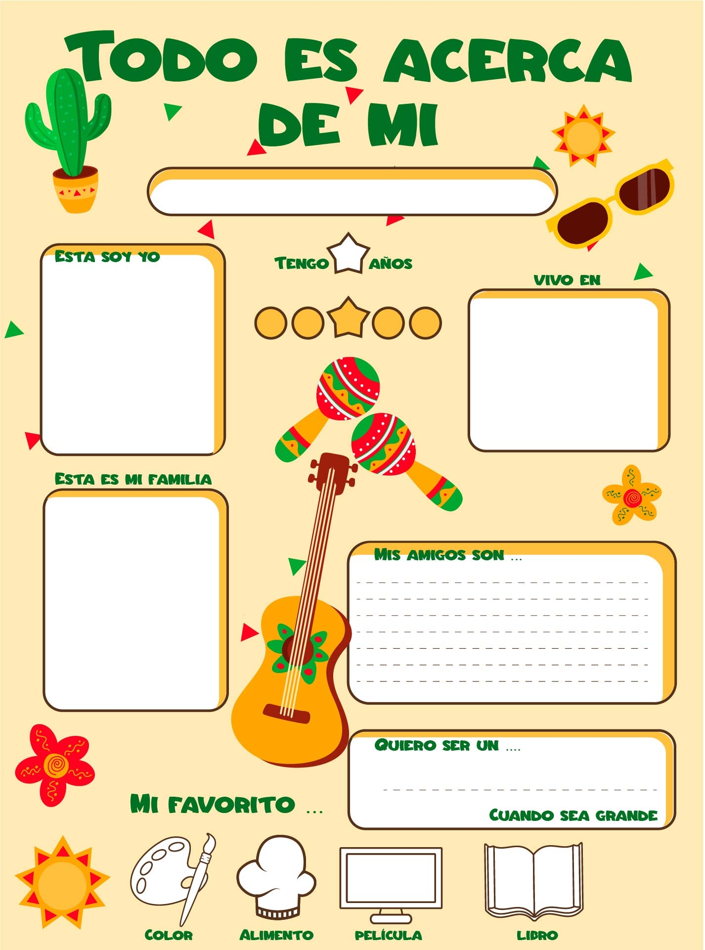 Yo All About Me Activity Spanish 1 Printable No Prep 