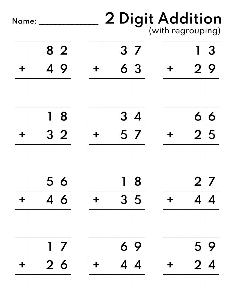 Printable Math Addition Worksheets Grade 2