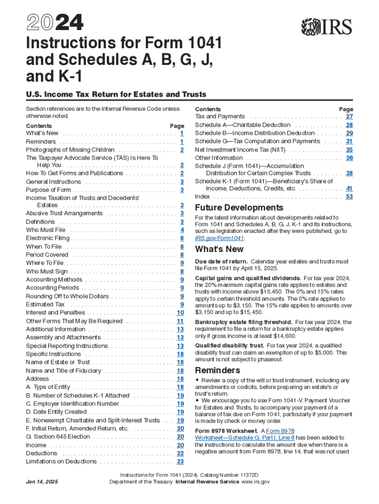 2024 Form IRS Instruction 1041 Fill Online Printable Fillable 