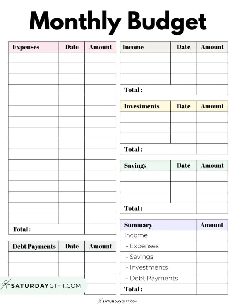 Free Printable Monthly Expense Sheet